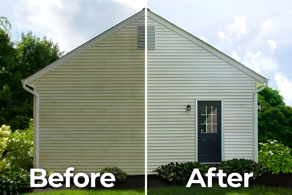 Before and After Power Wash House Transformation