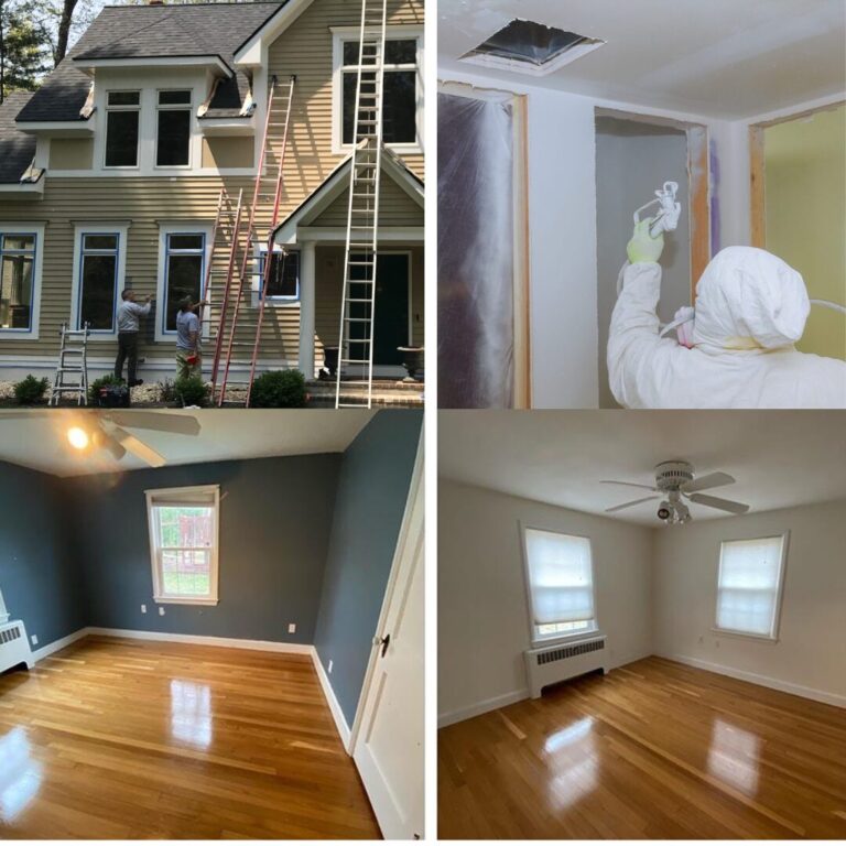 Before and after transformation of a residential painting project by Westfhal Painting and Drywall LLC, including interior house painting and exterior painting by professional house painters near me.