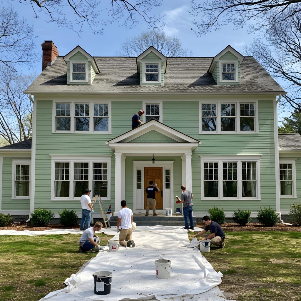 Before-and-after transformation of a home in Fairfield County after professional painting.