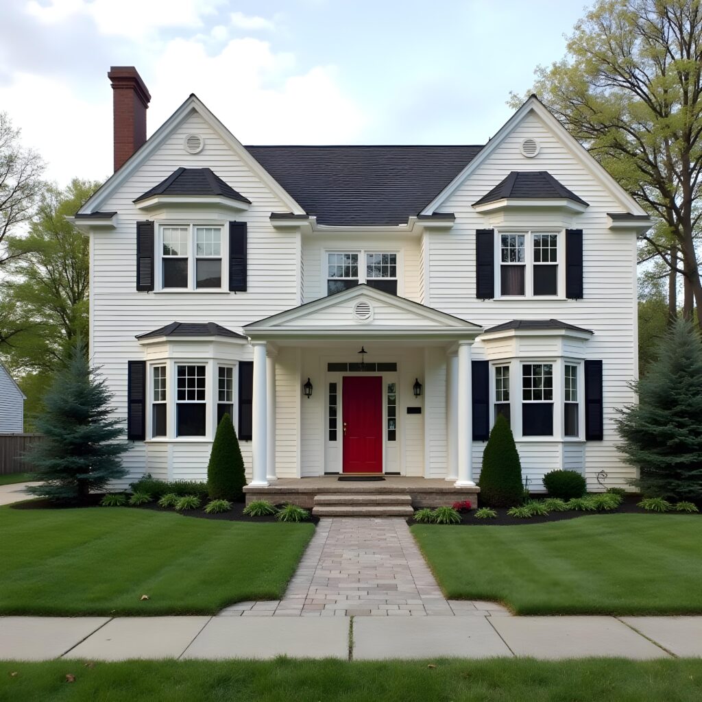 A professional exterior painting project in Connecticut, considering weather conditions for durability.