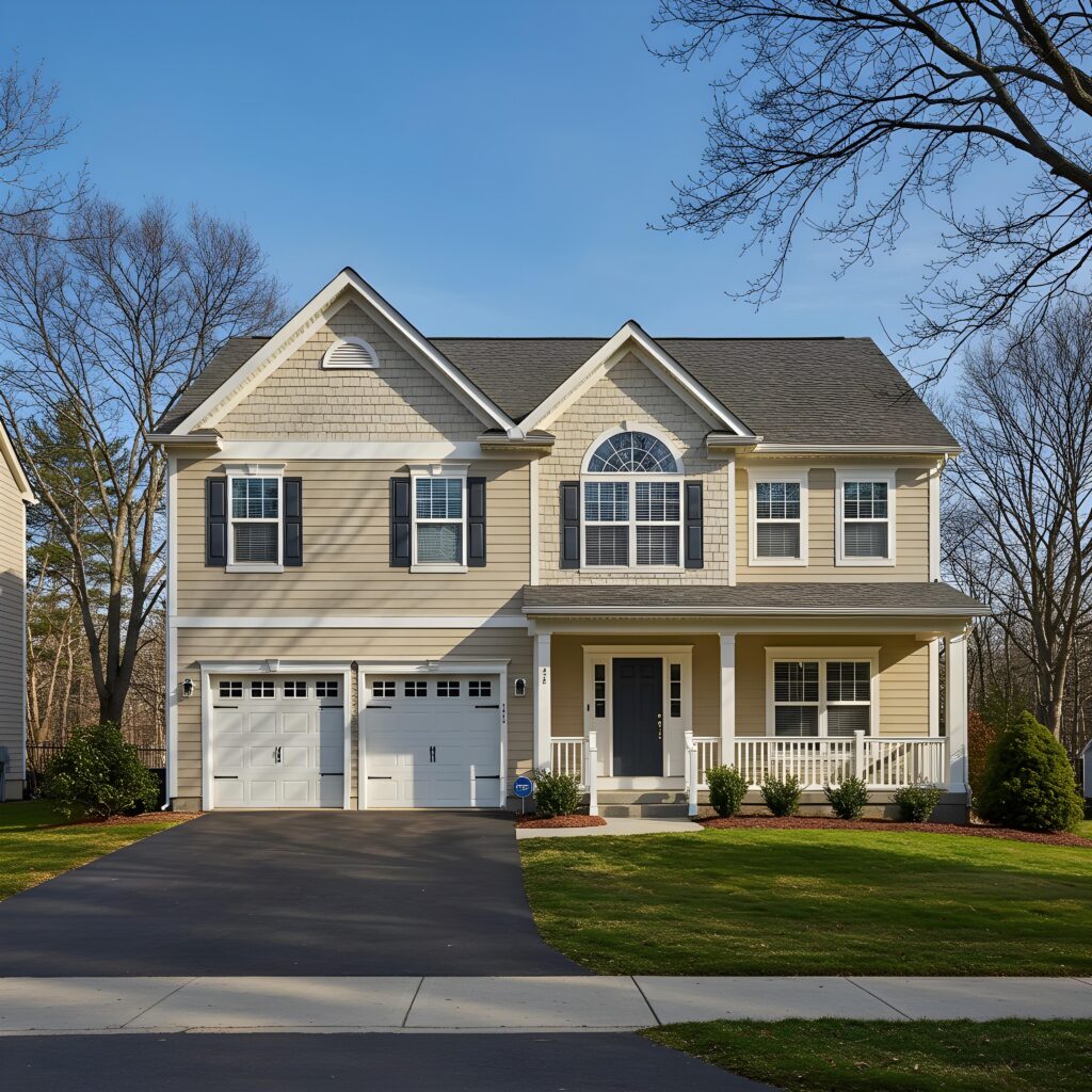 A Connecticut home painted in modern neutral tones, showcasing one of 2025’s top exterior painting trends.