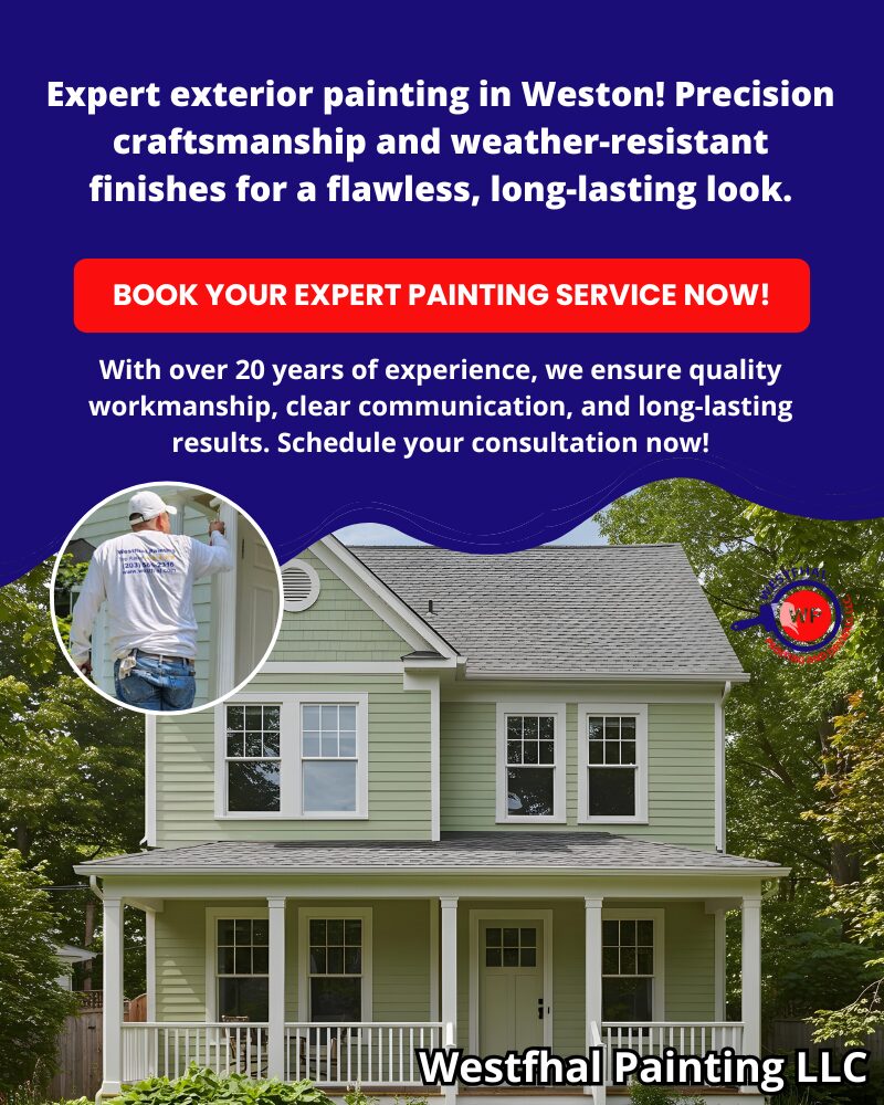 ALT Text: Promotional banner advertising professional exterior painting services in Weston, CT