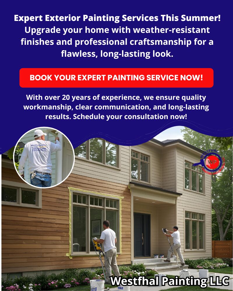 Promotional banner advertising exterior painting services for summer.