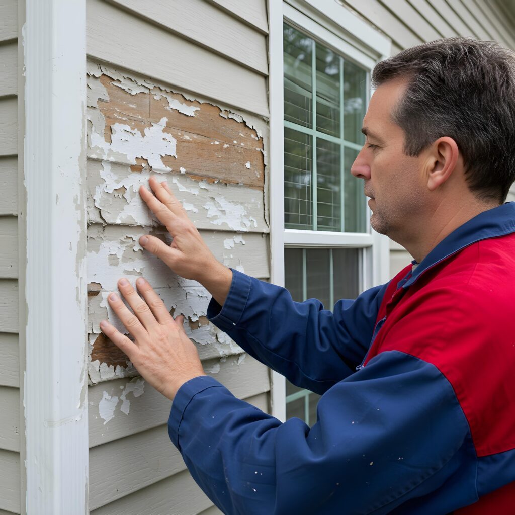 A close-up of professional surface preparation, including cleaning, sanding, and priming.